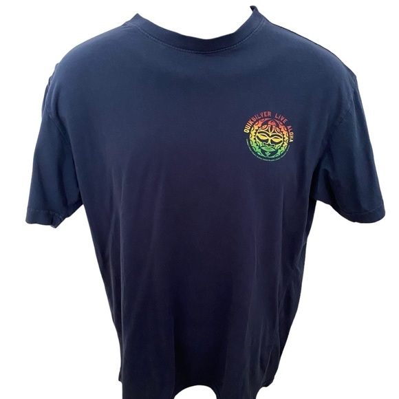 QUIKSILVER “Live Aloha” Rainbow Colored Tee Shirt Premium Fit Men L Large - Picture 3 of 6